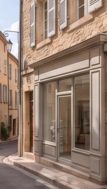 Local commercial en rez-de-chaussée dans une rue ancienne