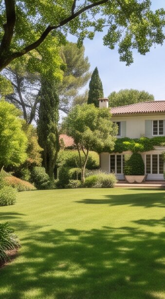 Jardin arboré d'une maison, terrain à détacher