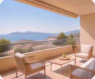 Terrasse avec vue sur la mer Méditerranée